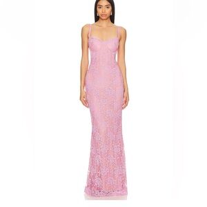 REVOLVE- Ruby Gown in Begonia pink lace-  V. Chapman